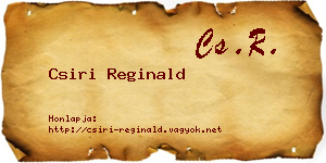 Csiri Reginald névjegykártya